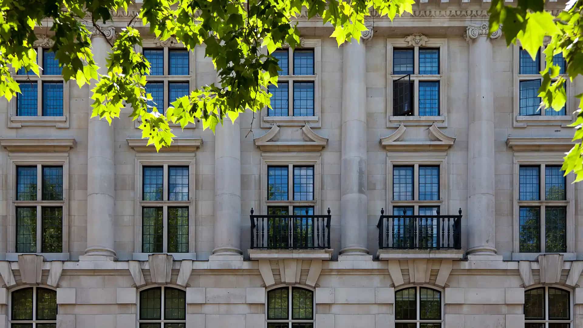Photo of building with leaves